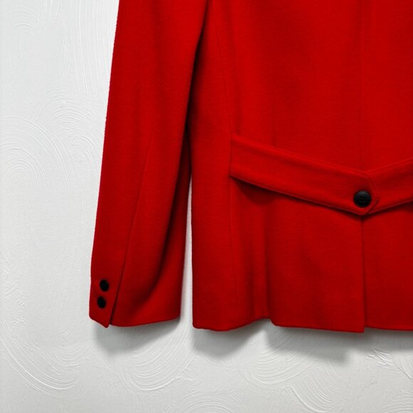 Vintage Liz Claiborne Blazer Red/Black 1-Button Virgin Wool Cashmere 90s Jacket - Picture 5 of 6